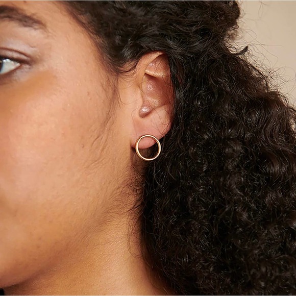 Double Hoop Gold Handmade Post Earrings OS - Picture 5 of 5